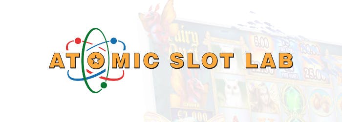 atomic slot lab logo with words in gold