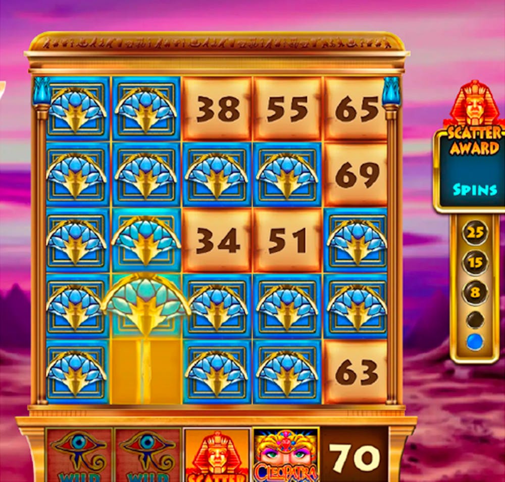 The playing grid for Cleopatra Slingo - a popular Slingo game