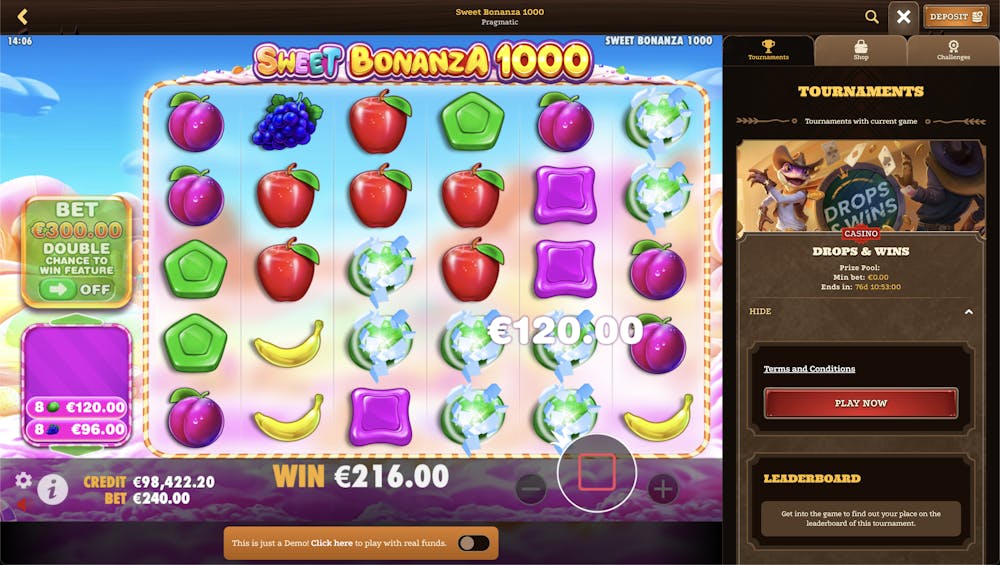 Grid of Sweet Bonanza 1000 pokie game