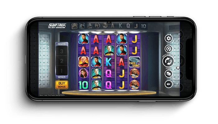star trek on a mobile showing slot reels