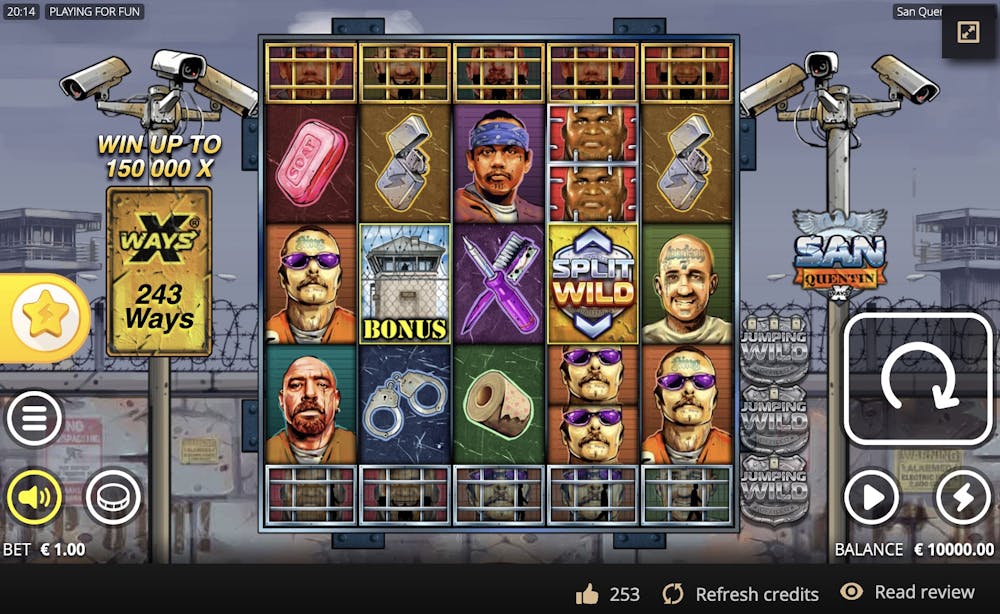 See if you can win free spins playing San Quentin.
