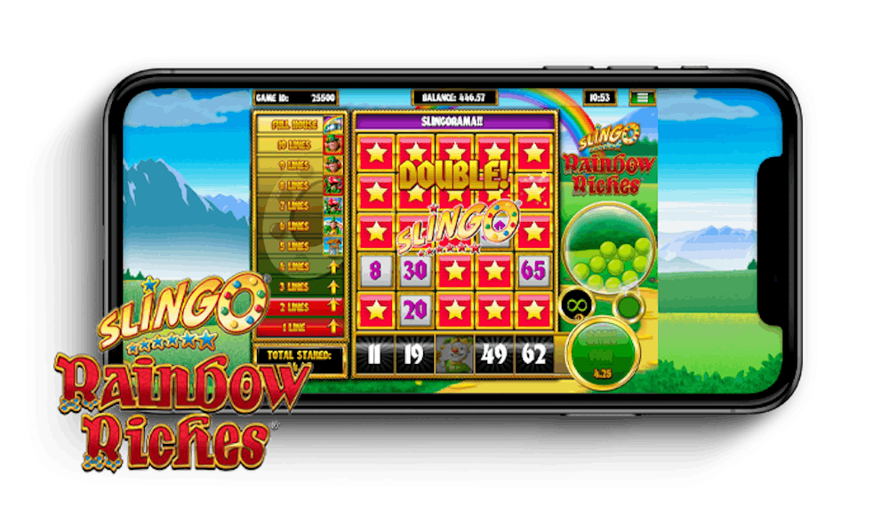 Slingo Rainbox Reaches playing grid